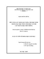 Rèn năng lực khái quát hóa cho học sinh trong dạy học phần sinh học cơ thể cấp trung học phổ thông