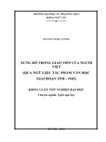 Xưng hô trong giao tiếp của người việt qua ngữ liệu tác phẩm văn học giai đoạn 1930 