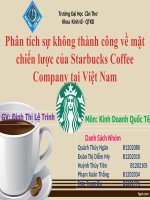 KINH DOANH QUOC TE Phân tích sự không thành công về mặt chiến lược của Starbucks Coffee Company tại Việt Nam