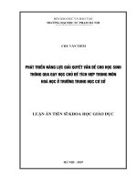 Phát triển năng lực giải quyết vấn đề cho học sinh thông qua dạy học chủ đề tích hợp trong môn Hoá học ở trường Trung học cơ sở