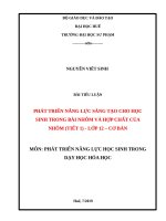 PHÁT TRIỂN NĂNG LỰC SÁNG TẠO CHO HỌC SINH QUA DẠY HỌC MÔN HÓA HỌC