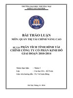 QUẢN TRỊ tài CHÍNH NÂNG CAO PHÂN TÍCH TÌNH HÌNH TÀI CHÍNHCÔNG TY CỔ PHẦN KINH ĐÔ GIAIĐOẠN 2010-2014
