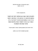 Thiết kế tiến trình dạy học một số kiến thức chương “cân bằng và chuyển động của vật rắn” SGK vật lý 10 theo hướng phát triển năng lực thực nghiệm cho học sinh 