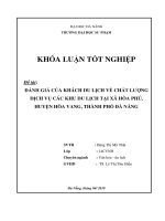 Đánh giá của khách du lịch về chất lượng dịch vụ các khu du lịch tại xã Hòa Phú, huyện Hòa Vang, thành phố Đà Nẵng