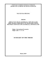 Tác động của hiệp định thương mại tự do ASEAN úc new zealand đến quan hệ thương mại của việt nam với úc và new zealand TT tiếng anh