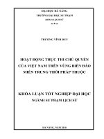Hoạt động thực thi chủ quyền của việt nam trên vùng biển đảo miền trung thời pháp thuộc
