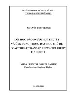 Áp dụng mô hình “lớp học đảo ngược” trong dạy học chủ đề “các thuật toán sắp xếp và tìm kiếm” tin học 10 