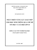 Khoá luận tốt nghiệp phát triển năng lực giao tiếp cho học sinh thông qua chủ đề tin học và xã hội lớp 10 
