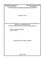 Đổi mới mô hình phát triển khu kinh tế trên địa bàn tỉnh quảng ninh trong hội nhập kinh tế quốc tế tt tiếng anh 