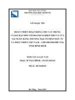 Hoàn thiện hoạt động cho vay trung và dài hạn đối với doanh nghiệp nhỏ và vừa tại ngân hàng thương mại cổ phần đầu tư và phát triển việt nam  chi nhánh phú tài, tỉnh bình định 