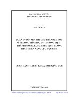 Quản lý đổi mới phương pháp dạy học ở trường tiểu học Lý Thường Kiệt  thành phố Hạ Long theo định hướng phát triển năng lực học sinh (Luận văn thạc sĩ)