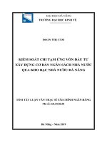 Kiểm soát chi tạm ứng vốn đầu tư xây dựng cơ bản ngân sách nhà nước qua kho bạc nhà nước đà nẵng 