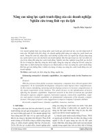 Nâng cao năng lực cạnh tranh động của các doanh nghiệp nghiên cứu trong lĩnh vực du lịch 