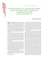 VẤN đề NGHIÊN cứu, áp DỤNG QUY ĐỊNH QUỐC tế TRONG THỰC TIỄN bảo vệ và PHÁT HUY GIÁ TRỊ DI TÍCH ở nước TA 