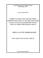 Nghiên cứu khả năng hấp thụ thuốc neomycin sulfate của vật liệu cellulose tạo ra từ Gluconacetobacter xylinus nuôi cấy trong môi trường chuẩn_2