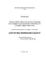 Luận văn thạc sỹ - Tăng cường công tác quản lý rủi ro tác nghiệp tại Ngân hàng TMCP Đầu tư và Phát triển Việt Nam