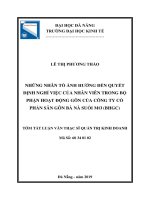 Những nhân tố ảnh hưởng đến quyết định nghỉ việc của nhân viên trong bộ phận hoạt động gôn của công ty cổ phần sân gôn bà nà suối mơ (BHGC) 