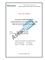 NGHIÊN cứu sản XUẤT CHẾ PHẨM nấm PAECILOMYCES SP để PHÒNG TRỪ một số LOÀI sâu hại cây TRỒNG