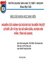 NGHIÊN cứu dự báo TRƯỢT lở và ĐÁNH GIÁ rủi RO tại xã nấm dẩn, HUYỆN xín mần, TỈNH hà GIANG  