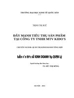 Luận văn thạc sỹ - Đẩy mạnh tiêu thụ sản phẩm tại công ty TNHH MTV KIDO’S
