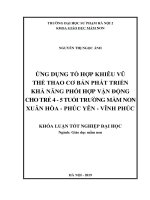 Ứng dụng tổ hợp khiêu vũ thể thao cơ bản phát triển khả năng phối hợp vận động cho trẻ 4 - 5 tuổi tại Trường Mầm non Xuân Hòa - Phúc Yên - Vĩnh Phúc_2