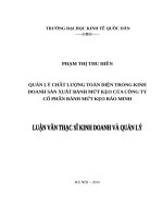 Luận văn thạc sỹ - Hoàn thiện kế toán chi phí sản xuất và tính giá thành sản phẩm tại công ty cổ phần bánh mứt kẹo Bảo Minh