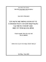 Xây dựng hệ thống giám sát và cảnh báo nguy cơ xâm nhập mạng tại trung tâm dữ liệu điện tử tỉnh Quảng Bình