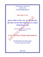 Hoàn thiện công tác Tuyên truyền - Hỗ trợ người nộp thuế tại Cục Thuế tỉnh Quảng Trị
