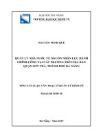 Quản lý nhà nước về nguồn nhân lực hành chính công tại các phường trên địa bàn quận Sơn Trà, thành phố Đà Nẵng .