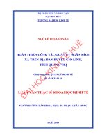 Hoàn thiện công tác quản lý ngân sách xã trên địa bàn huyện Gio Linh, tỉnh Quảng Trị