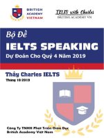 IELTS SPEAKING_Full bộ đề dự đoán cho quí 4 năm 2019_ Thầy Charles IELTS