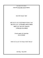 Đề xuất các giải pháp nâng cao độ tin cậy lưới điện phân phối điện lực Quảng Trạch - tỉnh Quảng Bình