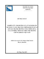 Nghiên cứu ảnh hưởng của tỷ số sinh lời kế toán và giá trị gia tăng thêm kinh tế (EVA) lên giá trị thị trường tăng thêm (MVA) của cổ phiếu niêm yết trên thị trường chứng khoán việt nam 
