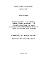 Nghiên cứu khả năng hấp thụ thuốc neomycin sulfate của vật liệu cellulose tạo ra từ gluconacetobacter xylinus nuôi cấy trong môi trường nước dừa già 