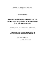 Luận văn thạc sỹ - Năng lực quản lý của Lãnh đạo các chi nhánh trực thuộc Công ty TNHH Một thành viên Khai thác Công trình thủy lợi tỉnh Đắk Nông