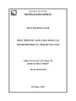 Phát triển du lịch cộng đồng tại thành phố hội an, tỉnh quảng nam (tt) 