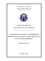 Thẩm quyền sơ thẩm vụ án KDTM của toà án từ thực tiễn tại các toà án ở tỉnh thanh hoá 