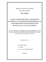 A study on the structural and semantic features of tag  questions with reference to vietnamese equivalents based on the bilingual play “ an ideal husband’