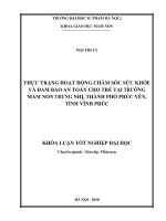 Thực trạng hoạt động chăm sóc sức khỏe và đảm bảo an toàn cho trẻ tại trường mầm non trưng nhị, thành phố phúc yên, tỉnh vĩnh phúc 