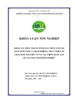 KHẢO sát HIỆN TRẠNG ĐÁNH GIÁ TIỀM NĂNG DU LỊCH SINH THÁI và ĐỊNH HƯỚNG PHÁT TRIỂN DU LỊCH SINH THÁI bền VỮNG tại vườn QUỐC GIA bù GIA mập TỈNH BÌNH PHƯỚC
