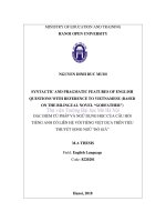 Syntactic and pragmatic features of english question with reference to vietnamese (based on the bilingual novel “godfather”)