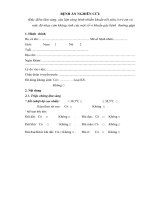 BỆNH án NGHIÊN cứu ĐẶC ĐIỂM LÂM SÀNG, CẬN LÂM SÀNG  VÀ MỨC ĐỘ NHẠY CẢM KHÁNG SINH CỦA MỘT SỐ VI KHUẨN GÂY BỆNH NHIỄM KHUẨN TIẾT NIỆU Ở TRẺ EM TẠI KHOA TIM MẠCH BV SẢN NHI 