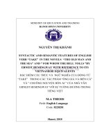 Syntactic and semantic features of english of english verb “take” in the novels “ the old man and the sea” and “ for whom the bell tools” by ernest hemingway with reference to its vietnamese equivalents 