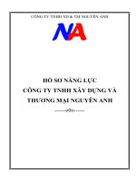 HỒ SƠ NĂNG LỰC CÔNG TY TNHH XÂY DỰNG VÀ THƯƠNG MẠI NGUYÊN ANH