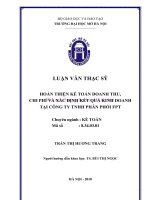 Hoàn thiện kế toán doanh thu, chi phí và xác định kết quả kinh doanh tại công ty TNHH phân phối FPT 