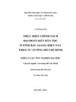 Thực hiện chính sách đại đoàn kết dân tộc ở tỉnh bắc giang hiện nay theo tư tưởng hồ chí minh 