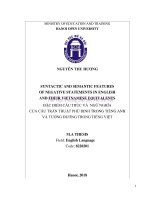 SYNTACTIC AND SEMANTIC FEATURES OF NEGATIVE STATEMENTS IN ENGLISH AND THEIR VIETNAMESE EQUIVALENTS 