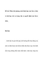 Bài tập nhóm phân tích phong cách lãnh đạo của steve jobs và bài học rút ra trong việc ra quyết định của steve jobs