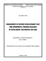 Quản lý di tích lịch sử cách mạng ATK (qua nghiên cứu ở tuyên quang, thái nguyên, bắc kạn) tt tiếng anh 