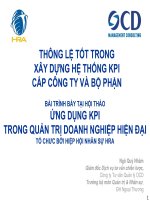 THÔNG lệ tốt TRONG xây DỰNG hệ THỐNG KPI cấp CÔNG TY và bộ PHẬN ỨNG DỤNG KPI TRONG QUẢN TRỊ DOANH NGHIỆP HIỆN đại tổ CHƯC bởi HIỆP hội NHÂN sự HRA